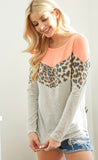 James Color Block Leopard Striped Top