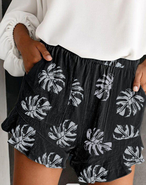 Rachel Leaf Print Shorts