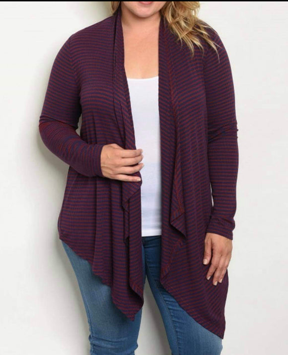 Burgundy striped cardigan