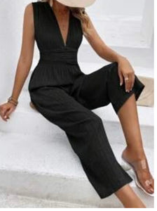 Polly Plunging Neck Wide leg Jumpsuit