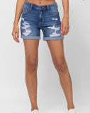 Cello High Rise Double Hem Boyfriend Shorts