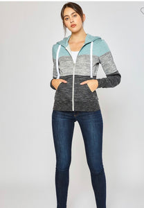 Larissa Three Color Block Zipper Hoodie