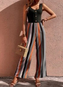 Jayna Striped Button Front Jumpsuit