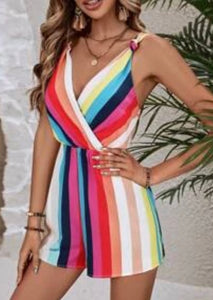 Rayven Striped V-neck Romper