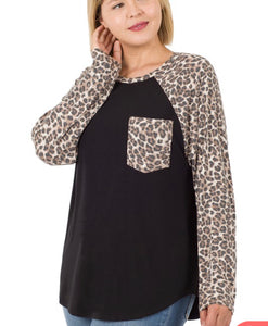 Kourtney Leopard Sleeve Top