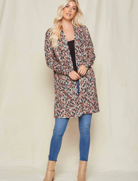 Braxton Zig Zag Print Cardigan