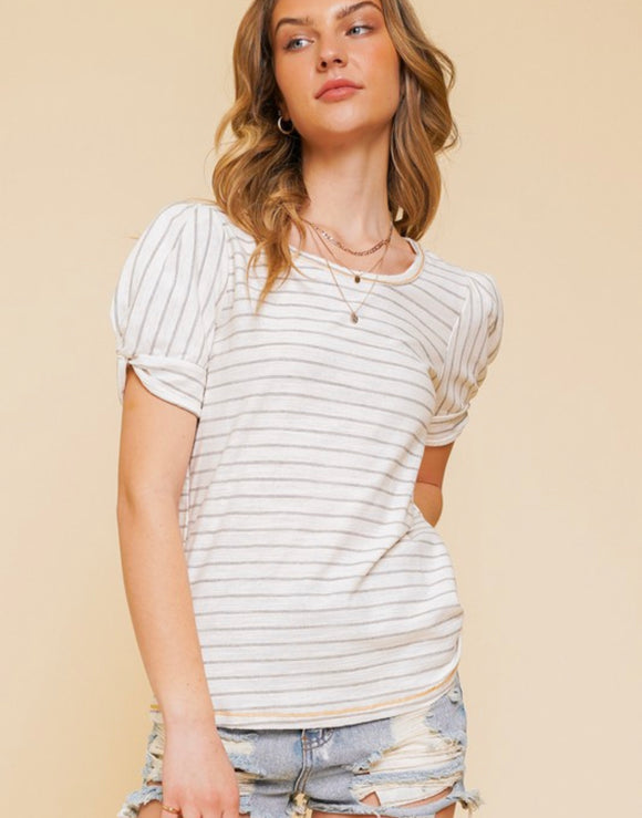 Sawyer Striped Puffy Sleeve Top