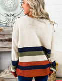 Kassidy Button Shoulder Striped Sweater