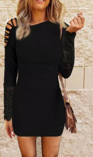 Regina Black Lace Sleeve Dress