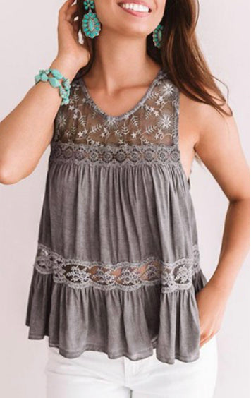 Sweet Daydream Lace Detail Top