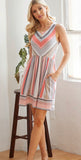 Elaina Coral Striped Dress