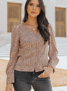 Micah Puff Sleeve Leopard Top