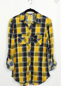 Mustard and Blue Plaid Top