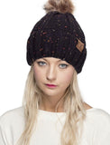 CC Confetti Knitted Hat With Fur Pom