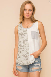 Holly Camo Contrast Color Block Tank